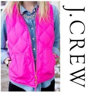 J Crew excursion puffer vest in hot pink.